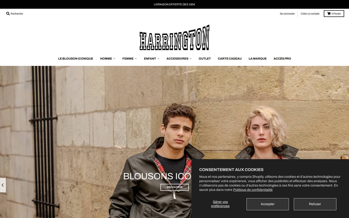 HARRINGTON homepage screenshot
