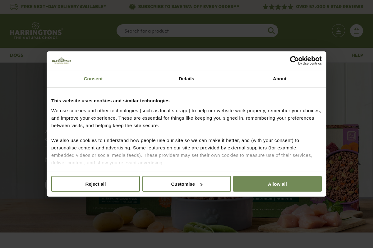 Harringtons homepage screenshot