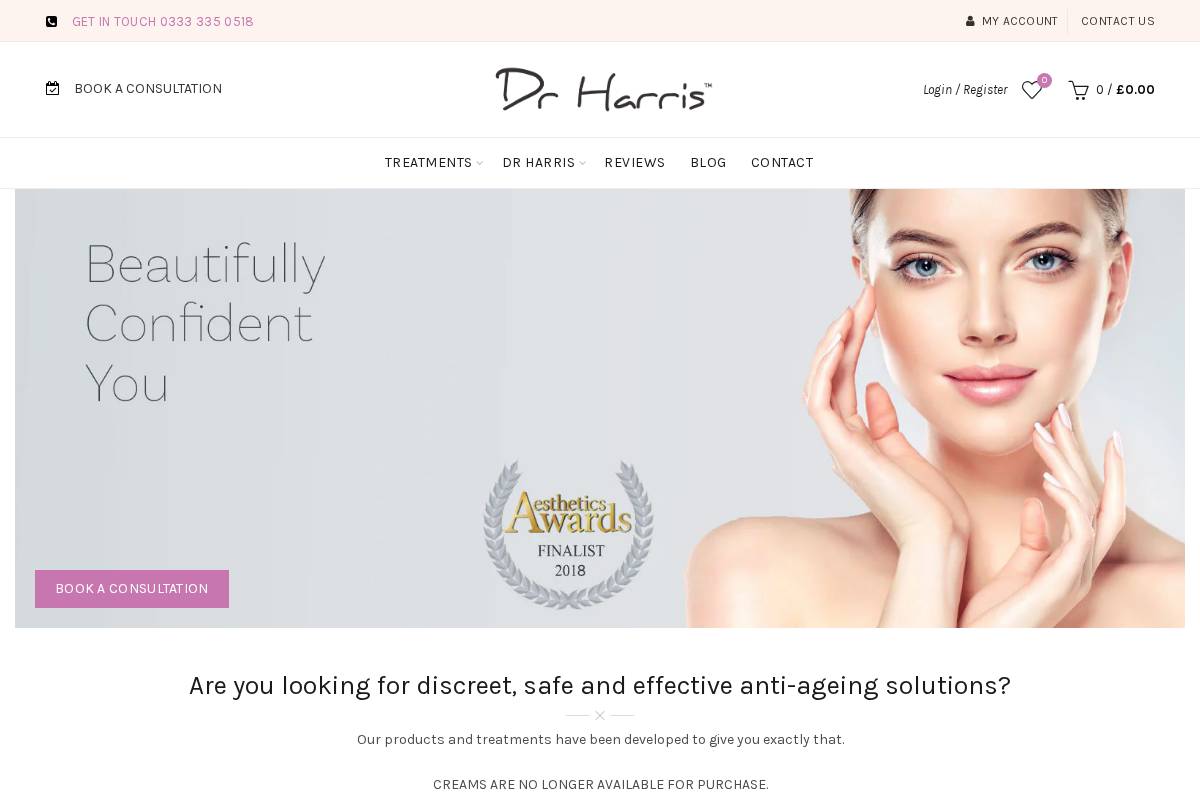 The Harris Clinic homepage screenshot