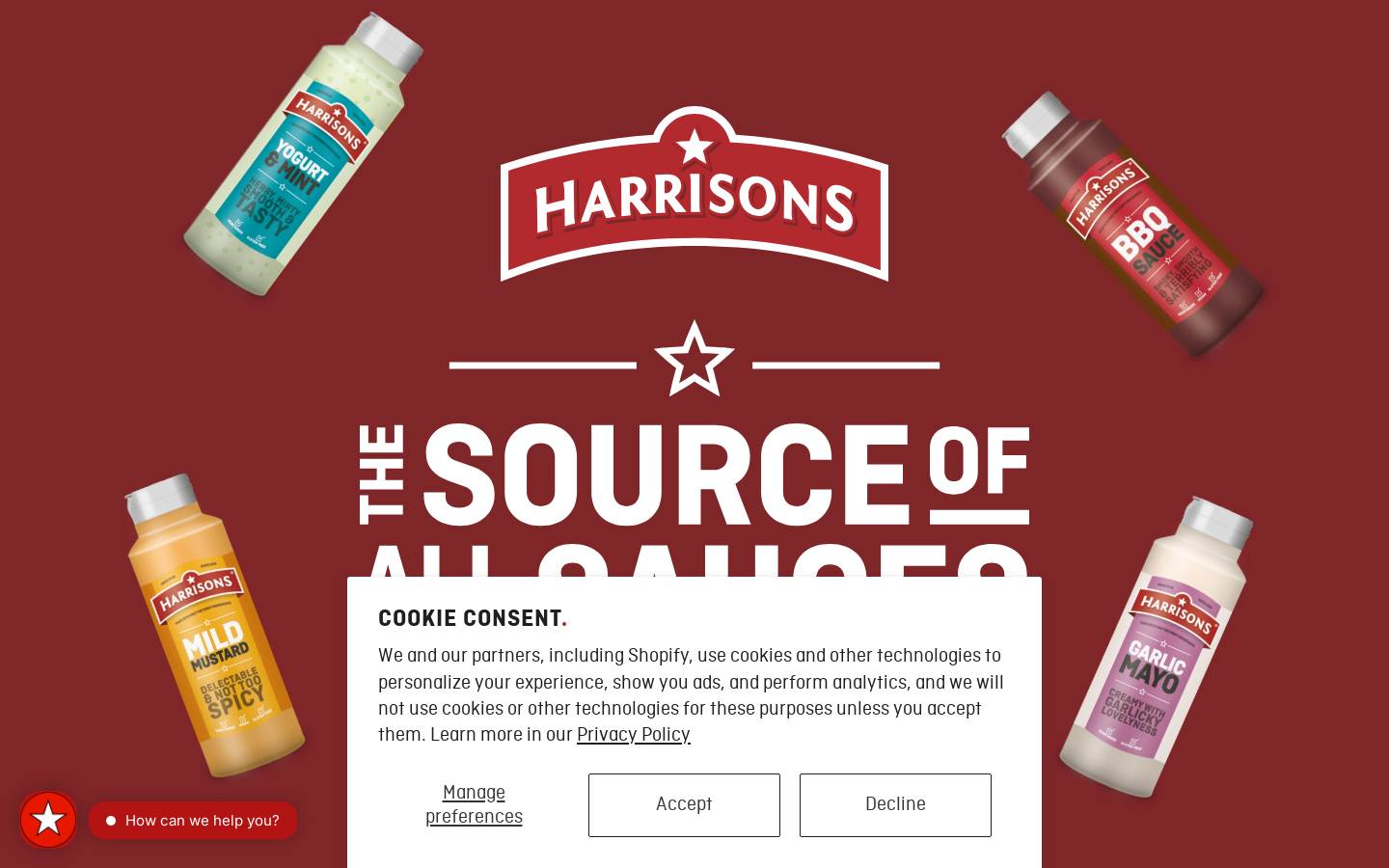 Harrisons Sauces homepage screenshot