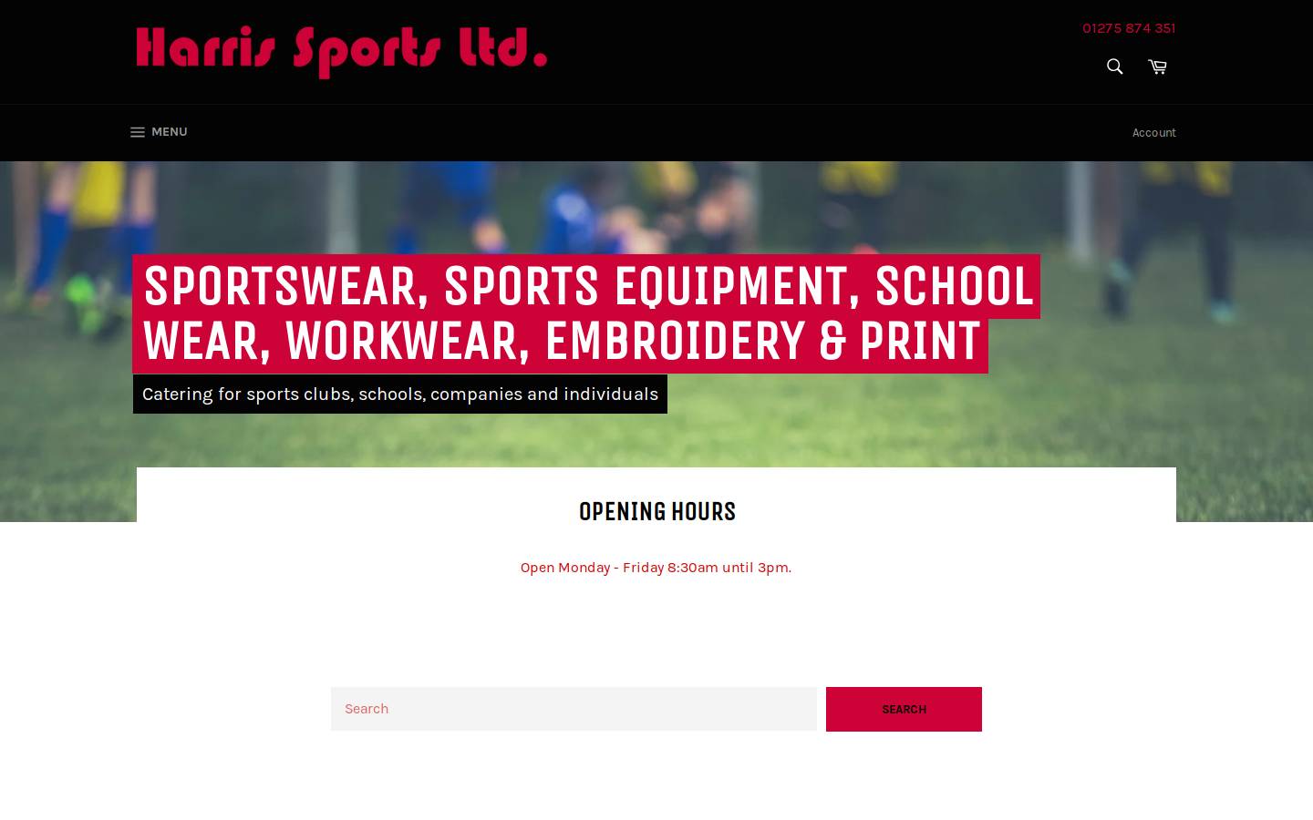 Harrissports homepage screenshot