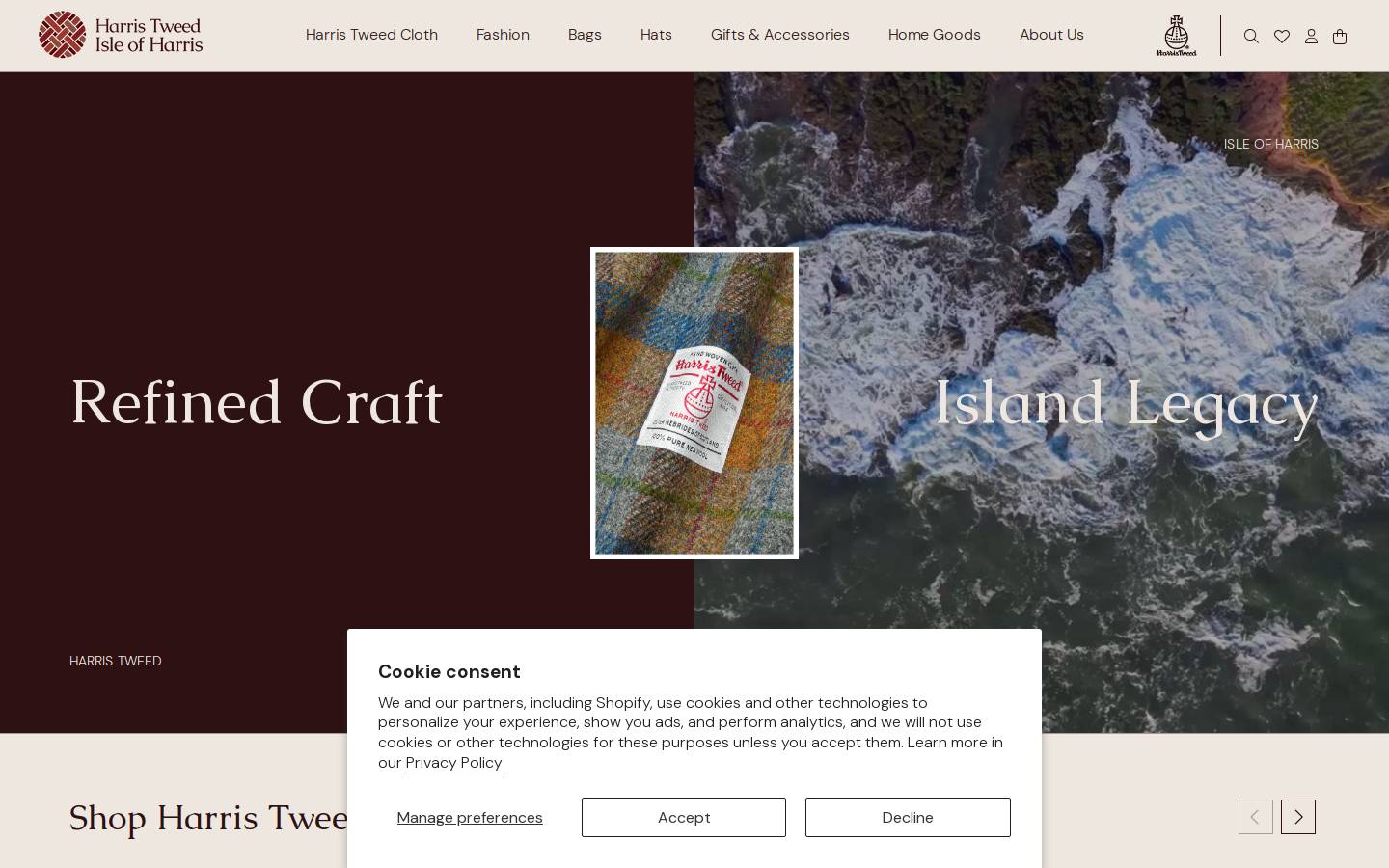 Harris Tweed Isle of Harris homepage screenshot