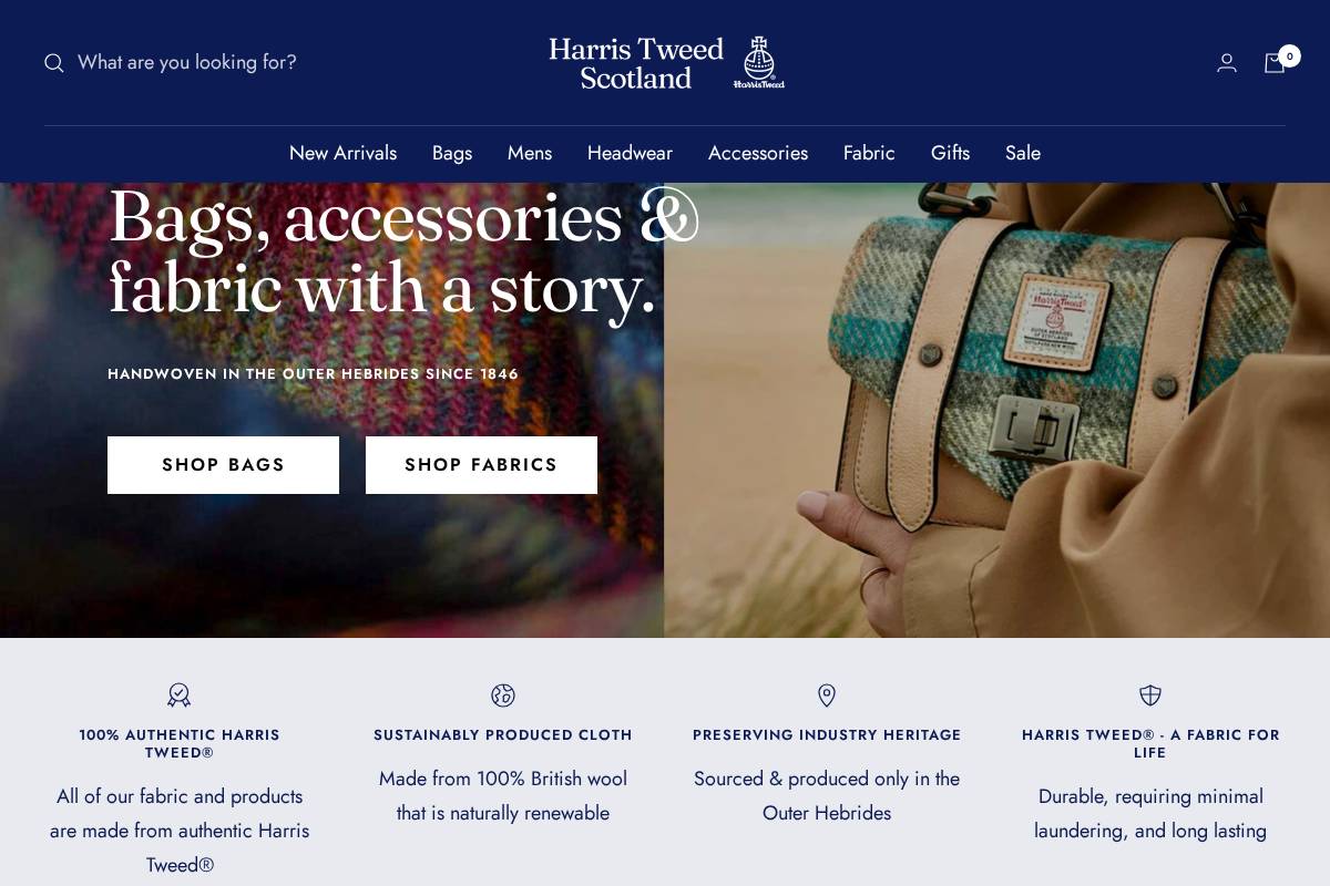 Harristweedscotland homepage screenshot