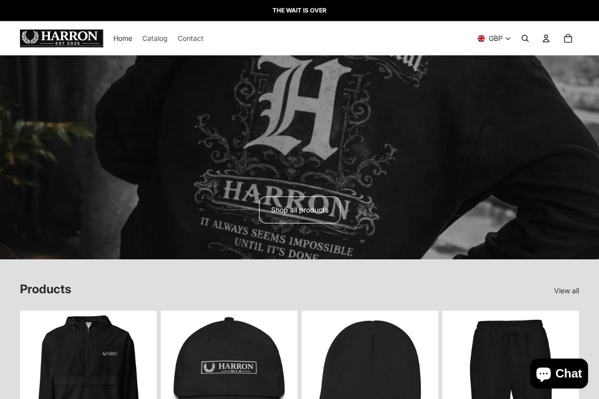 harronclothing.com homepage screenshot