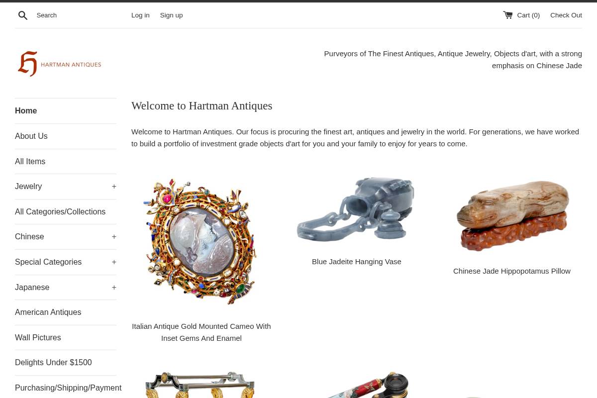 hartmangalleries.com homepage screenshot