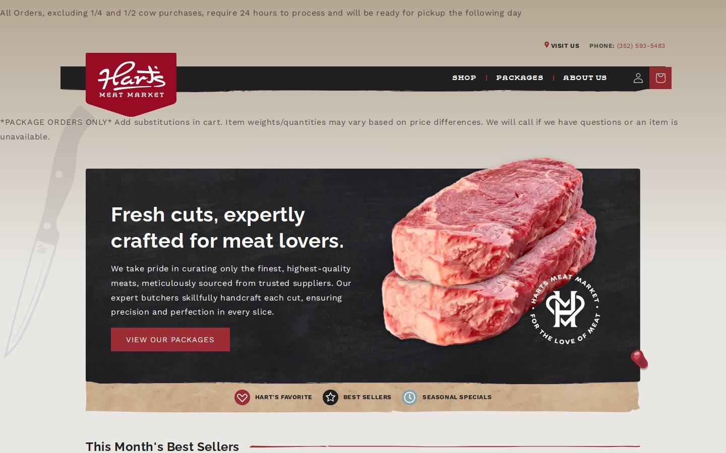 hartsmeatmarket.com homepage screenshot