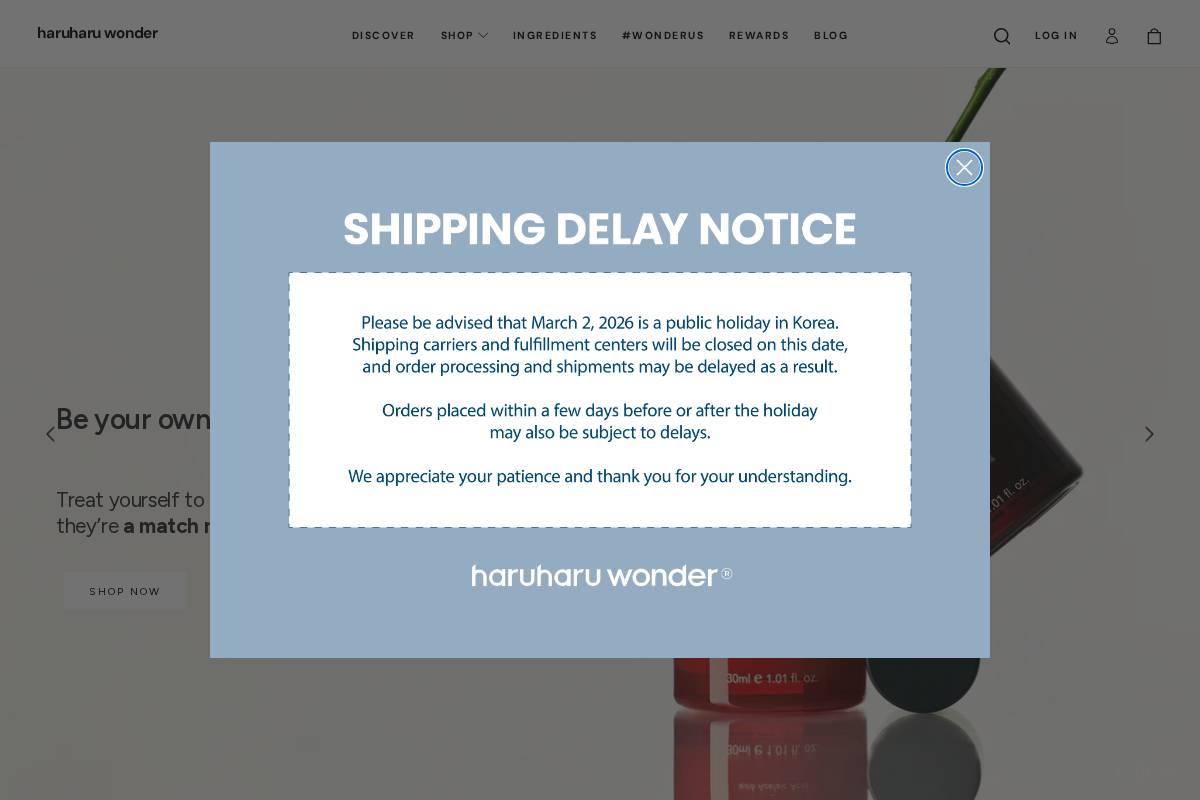 haruharuwonder.com homepage screenshot