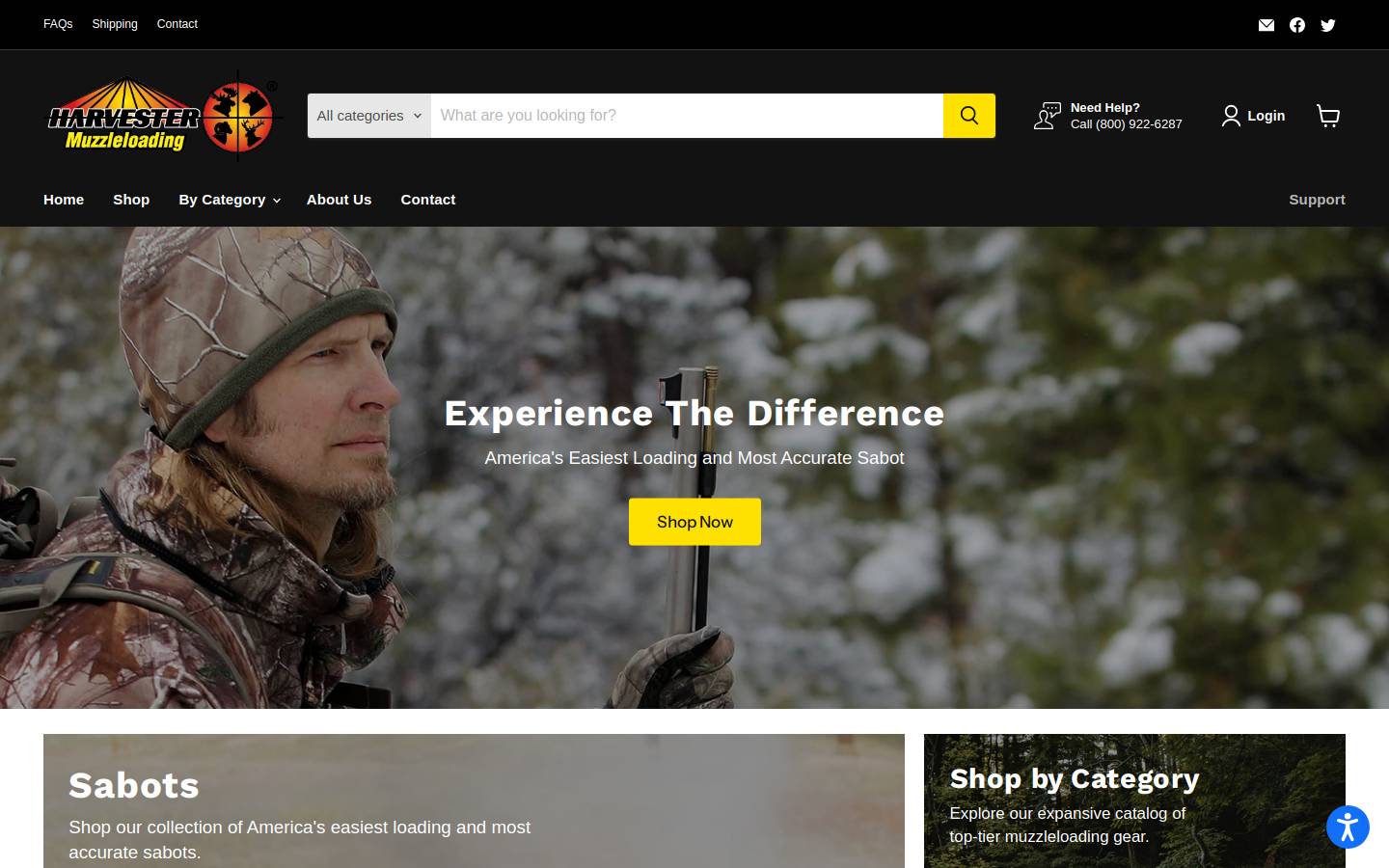 harvestermuzzleloading.com homepage screenshot