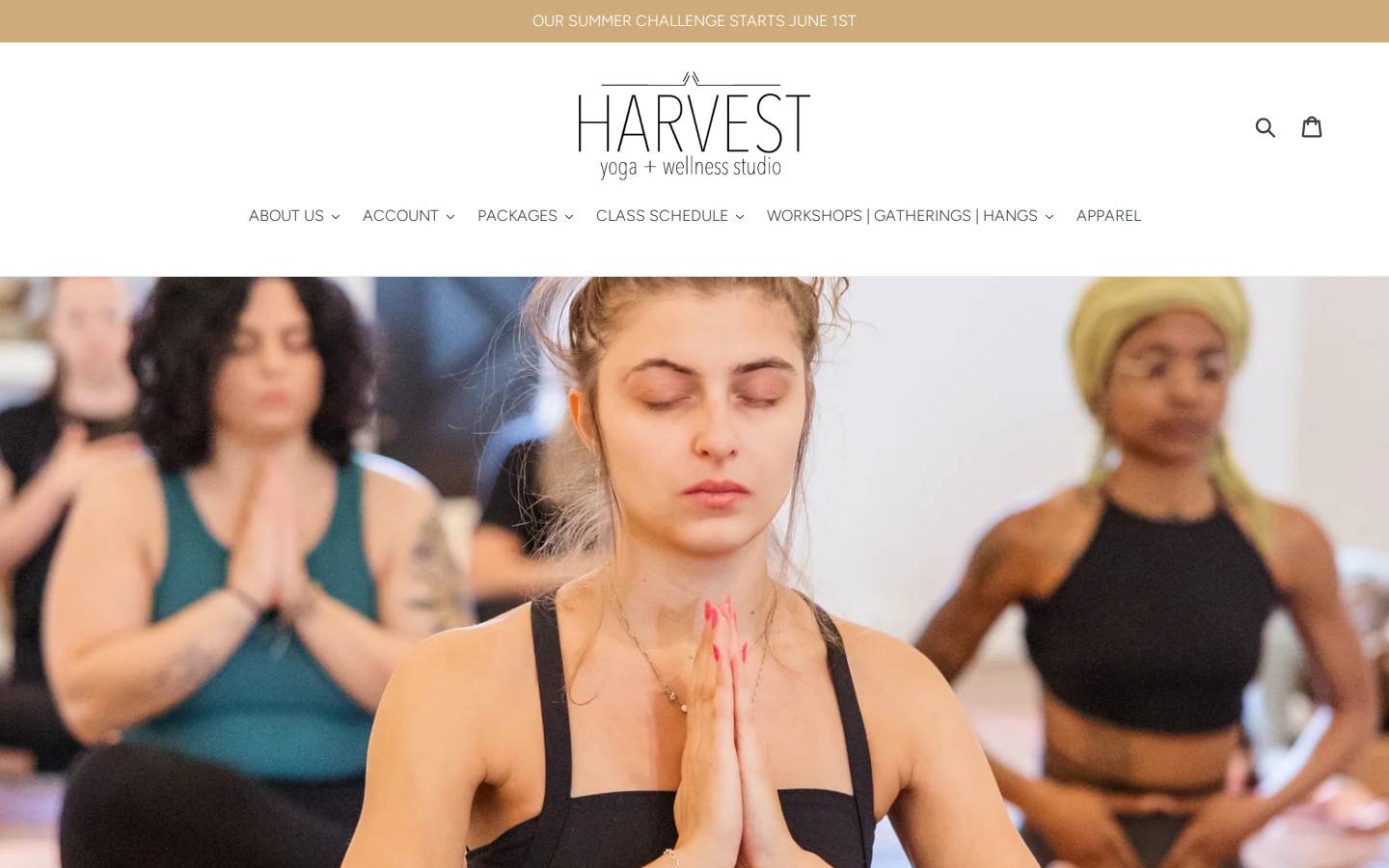 harvestyogaandwellness.com homepage screenshot