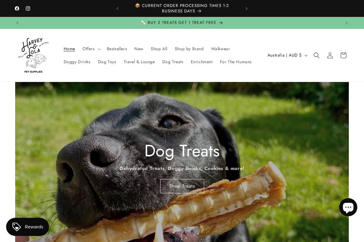 harveyandlola.com homepage screenshot