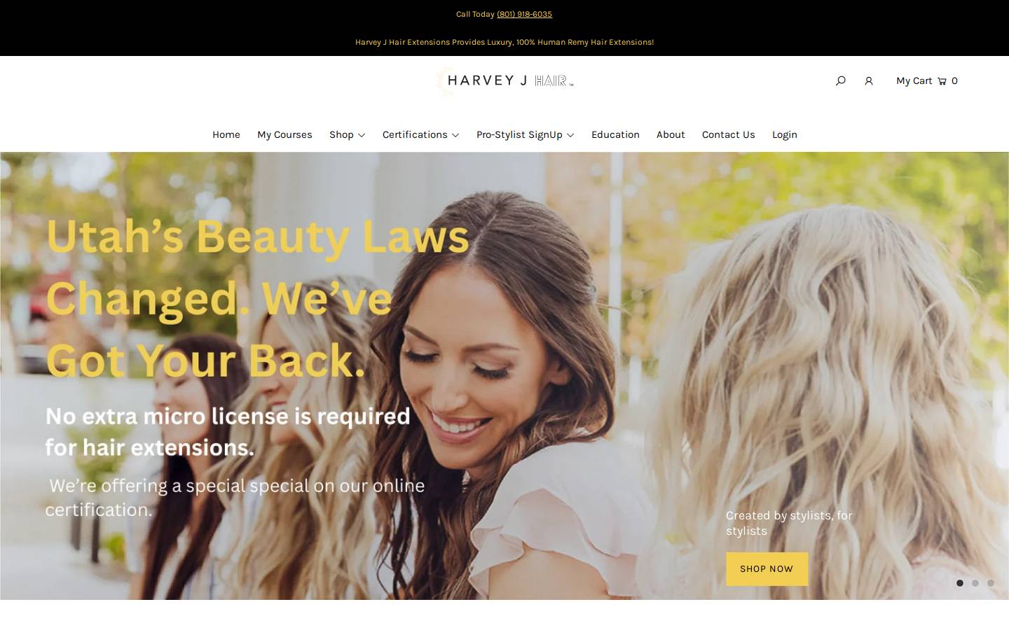 harveyjhair.com homepage screenshot