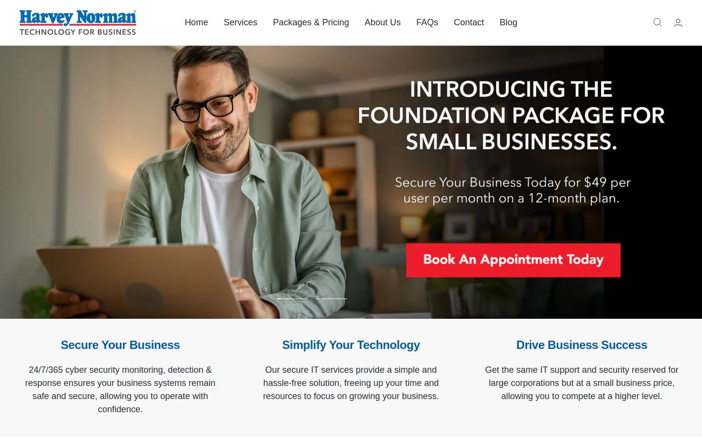 harveynormanbusiness.com homepage screenshot