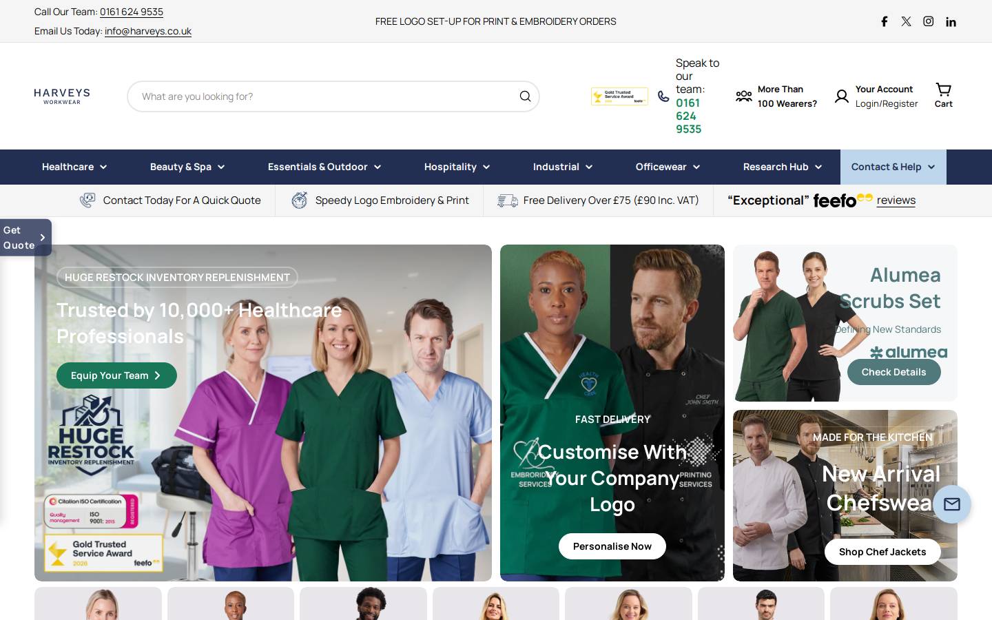 Harveys Workwear homepage screenshot