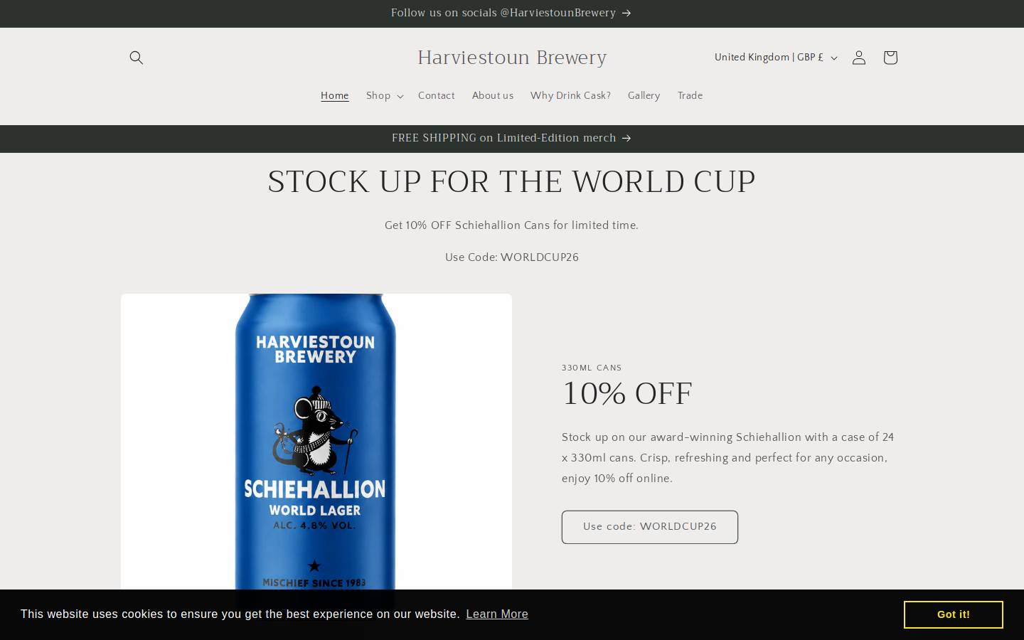 harviestoun.com homepage screenshot