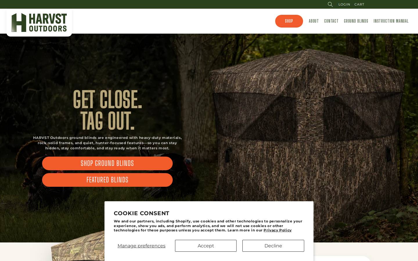 harvstroutdoors.com homepage screenshot