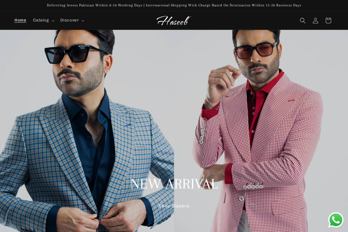 haseebclothing.com homepage screenshot