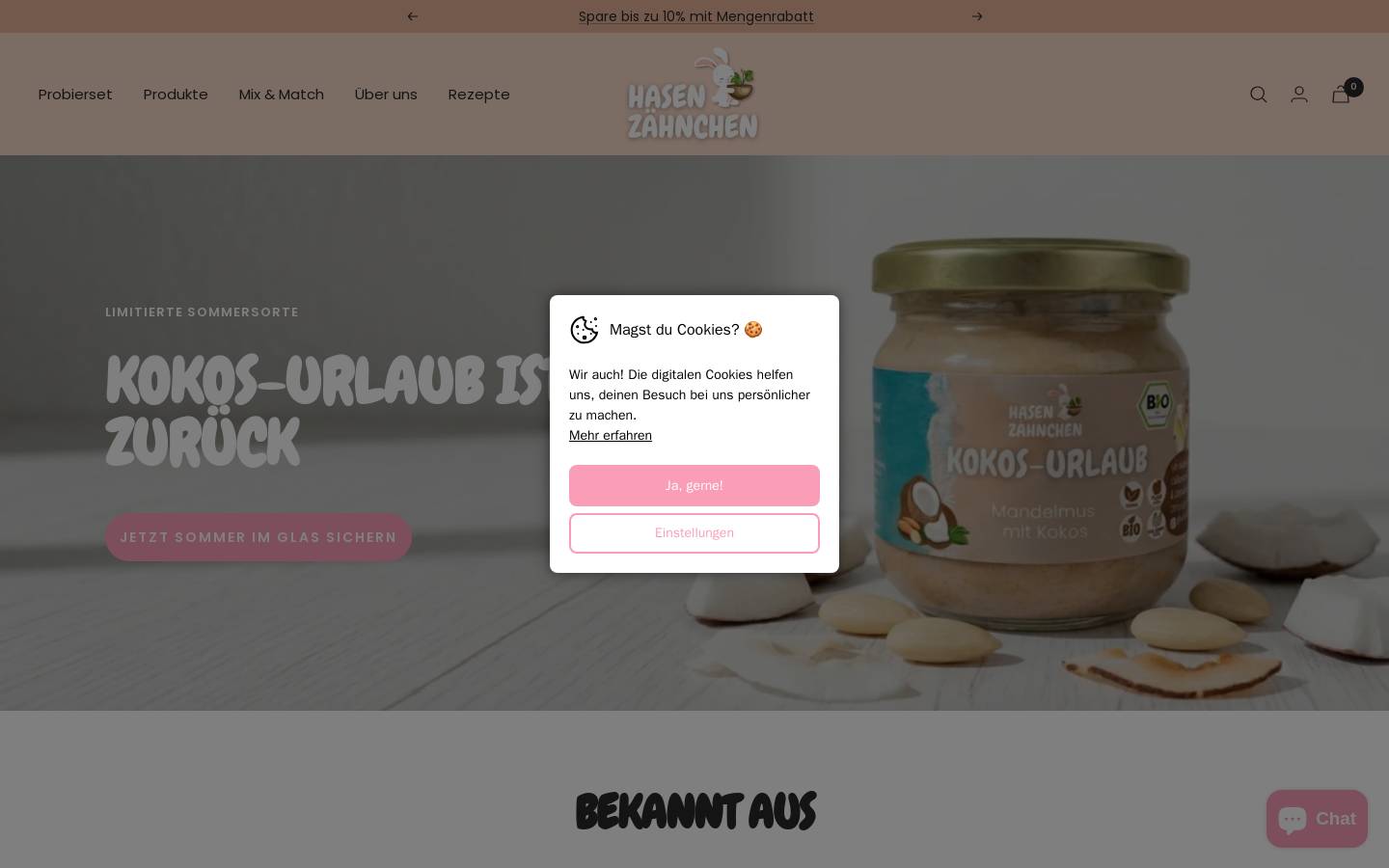 hasenzaehnchen.de homepage screenshot