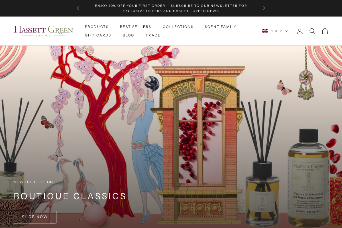 Hassett Green homepage screenshot