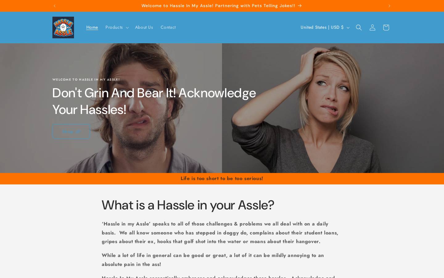 hassleinmyassle.com homepage screenshot