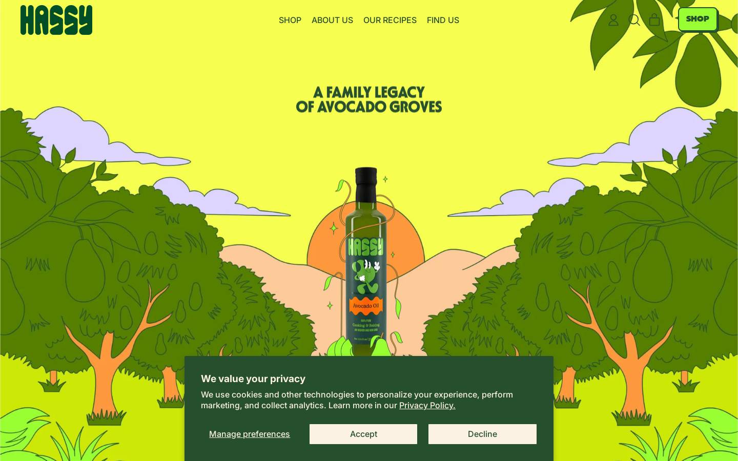 hassyfoods.com homepage screenshot
