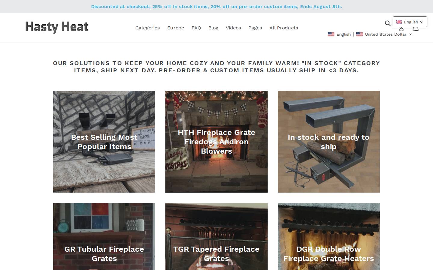 hastyheat.com homepage screenshot