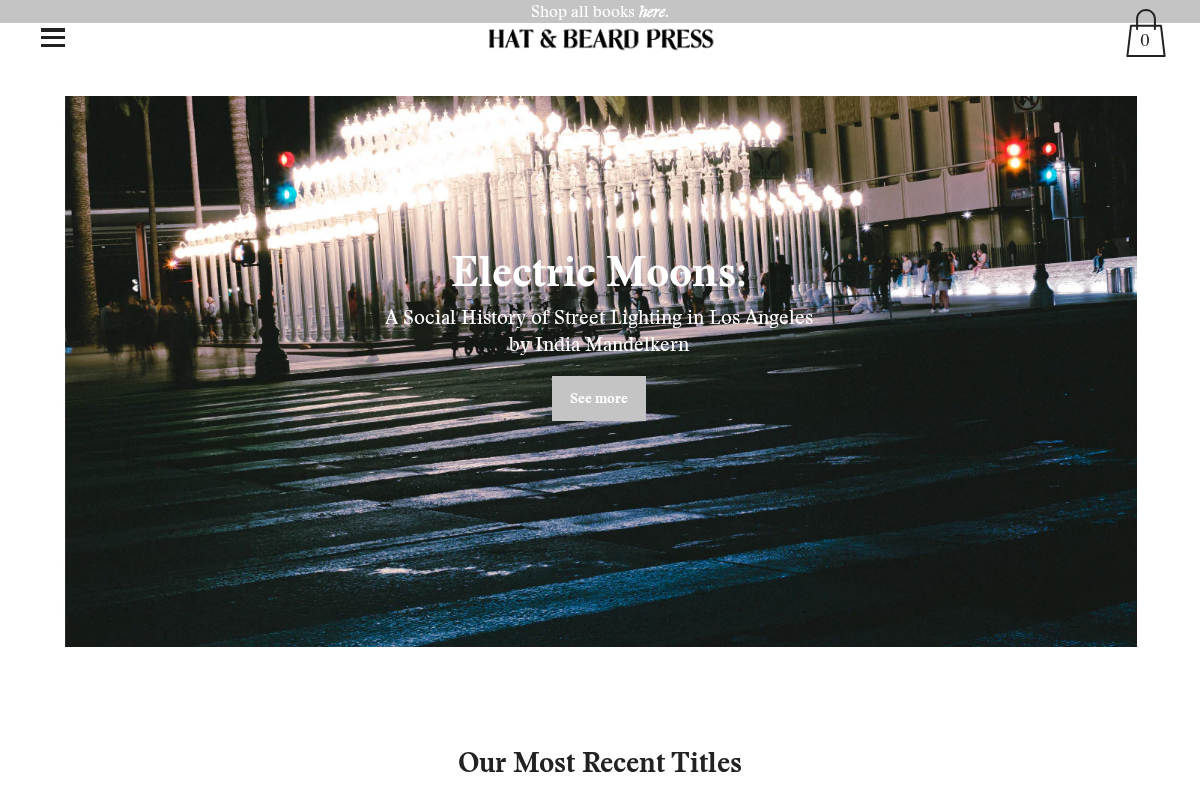 Hat & Beard Press homepage screenshot