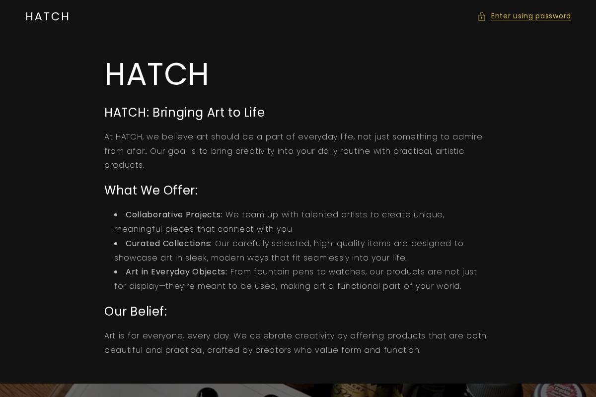 hatchcreate.shop homepage screenshot