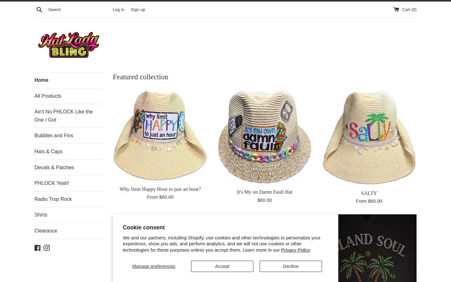 hatladybling.com homepage screenshot