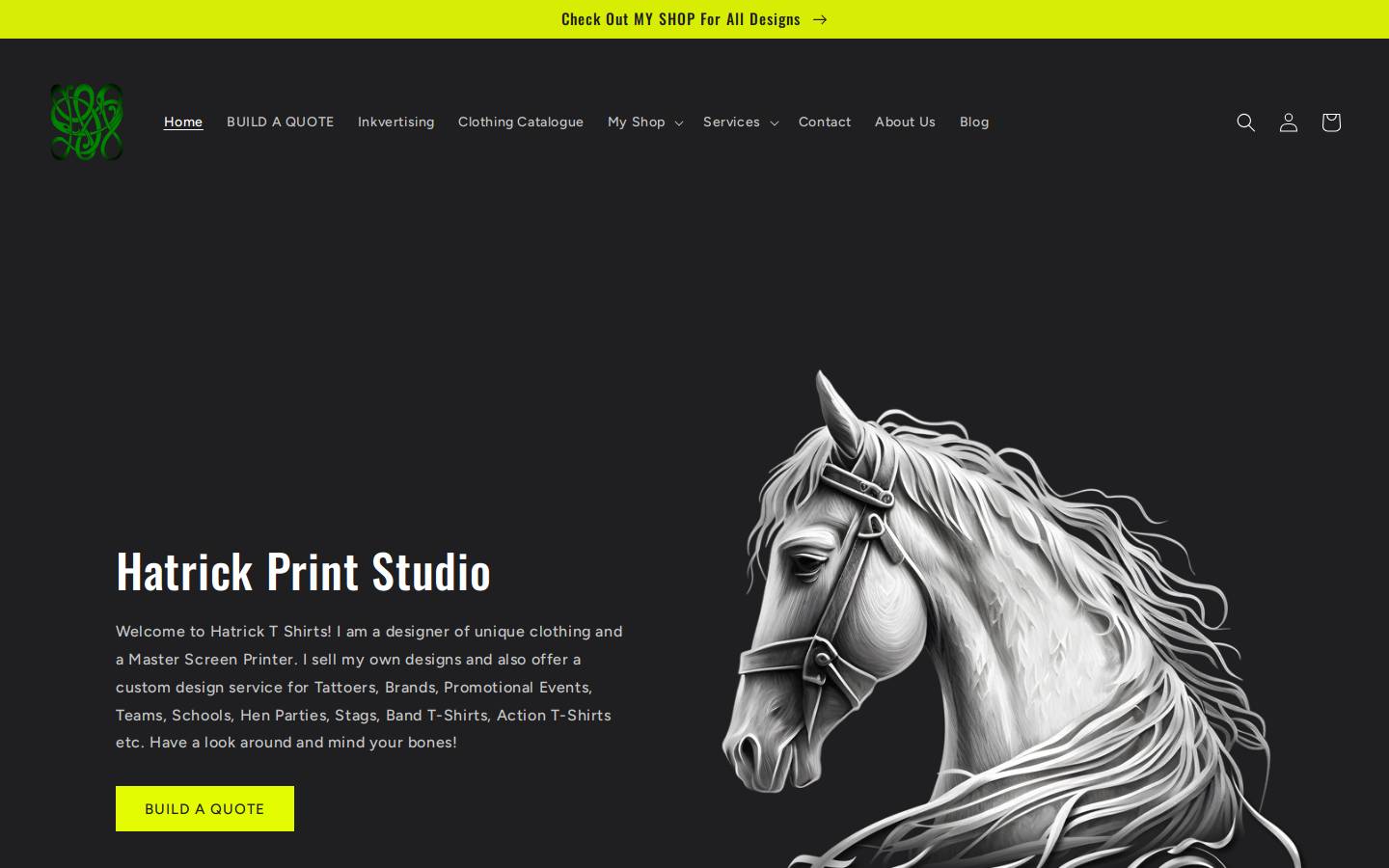 hatricktshirts.com homepage screenshot