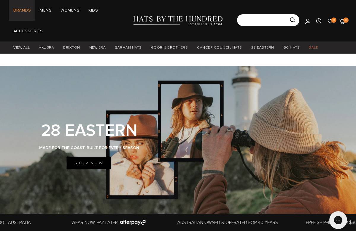 Hats By The 100 homepage screenshot
