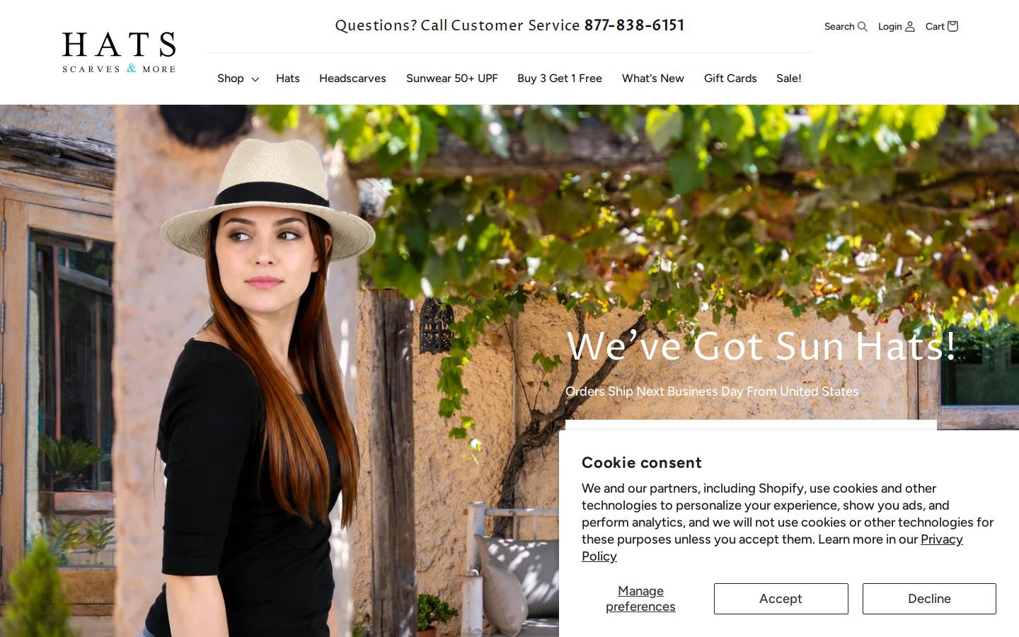 hatsscarvesandmore.com homepage screenshot