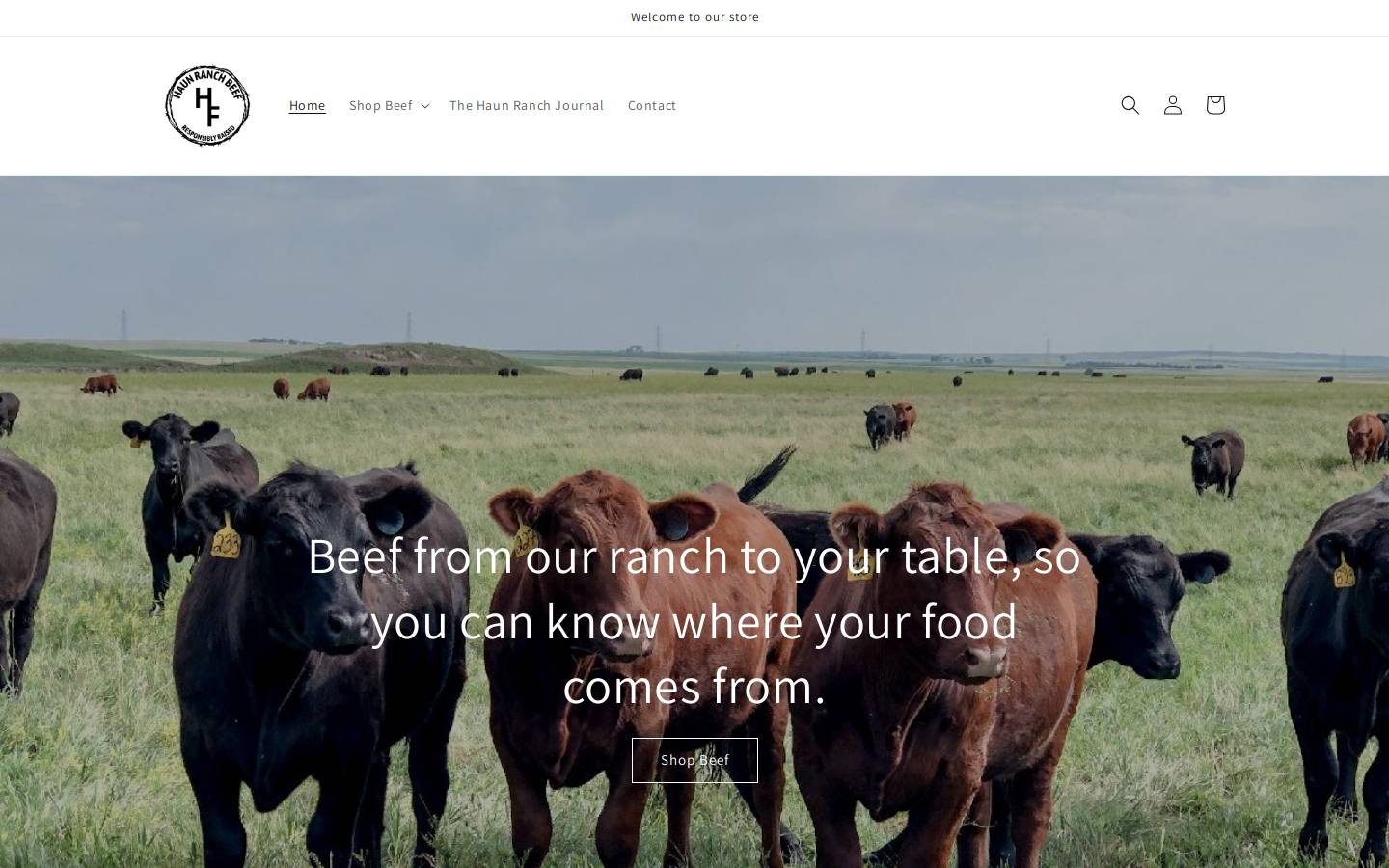 haunranchbeef.com homepage screenshot