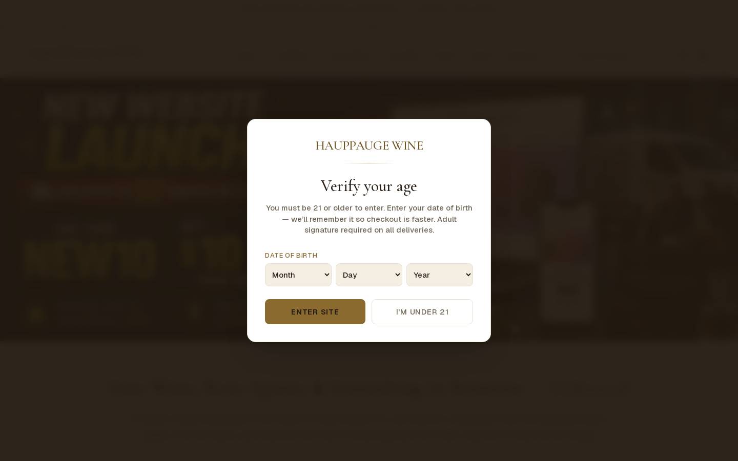 hauppaugewine.com homepage screenshot