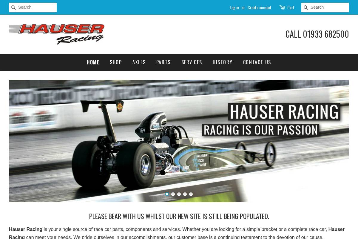 hauserracing.com homepage screenshot