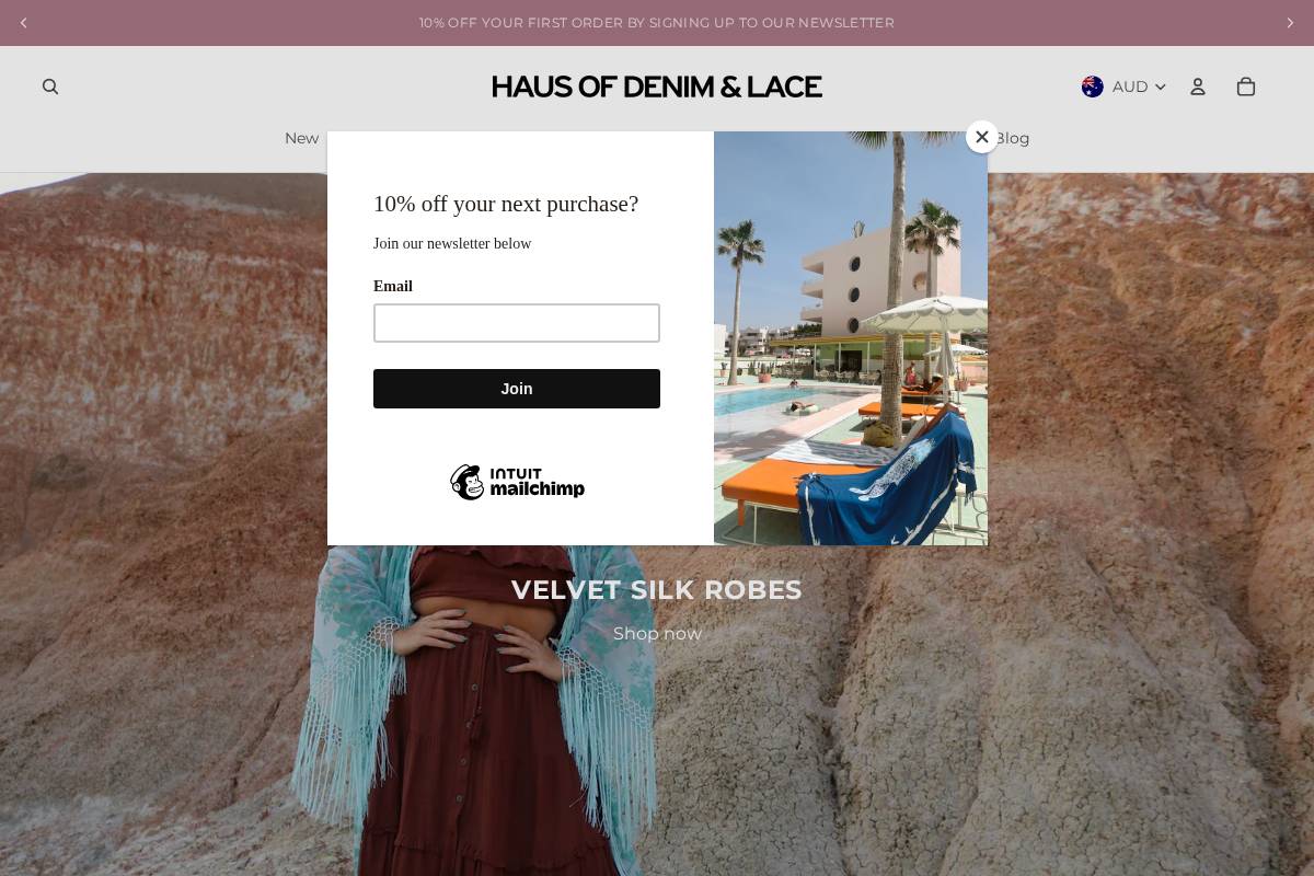 hausofdenimandlace.com homepage screenshot