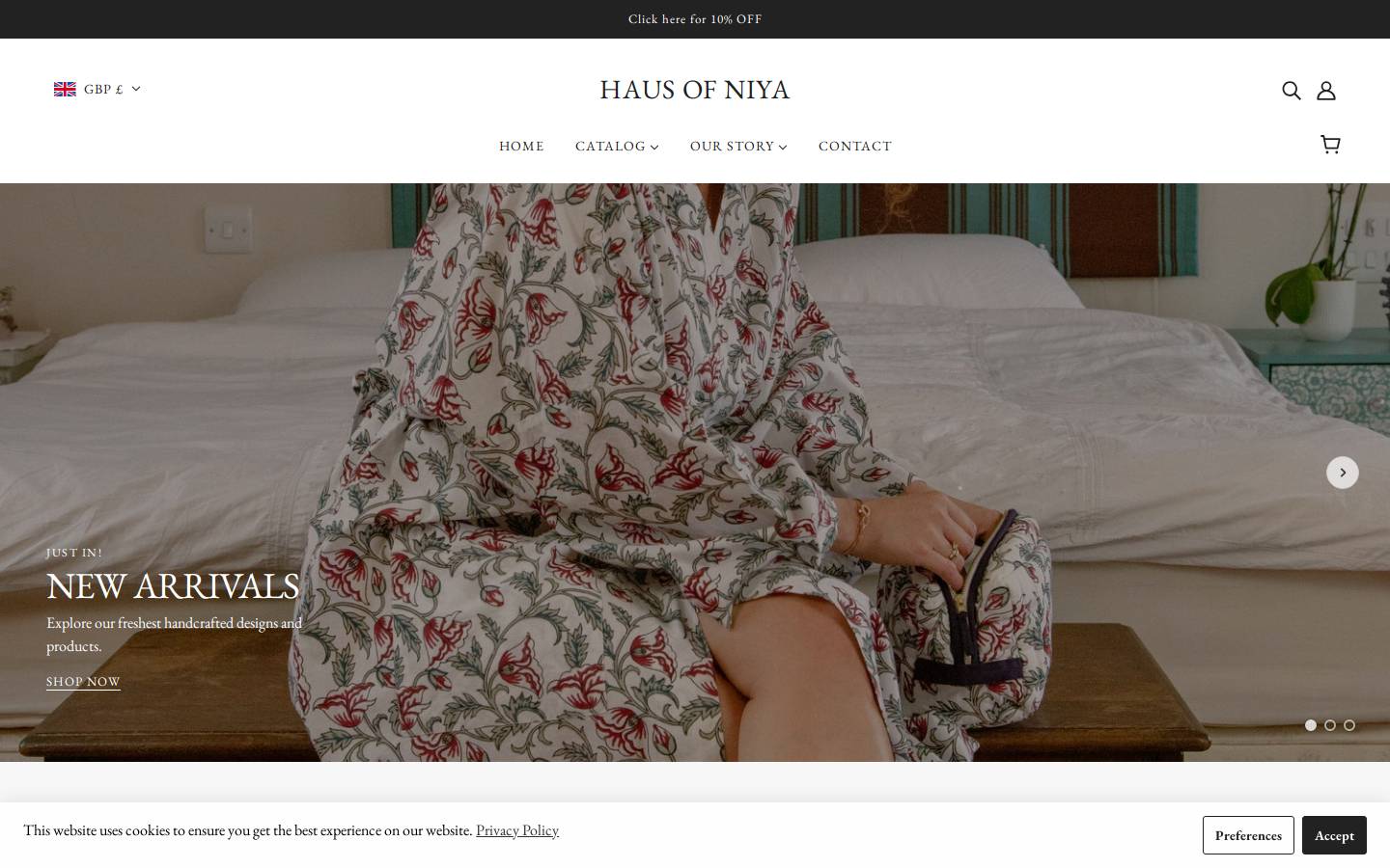 hausofniya.com homepage screenshot