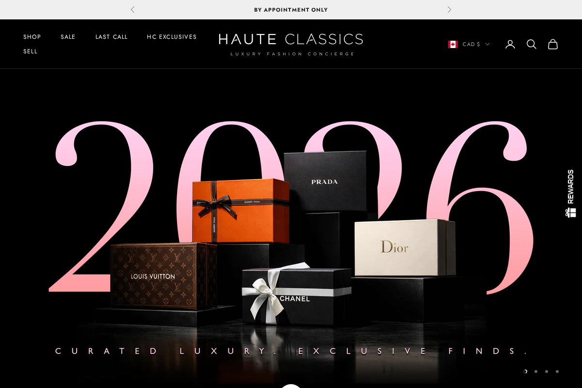 Haute Classics homepage screenshot