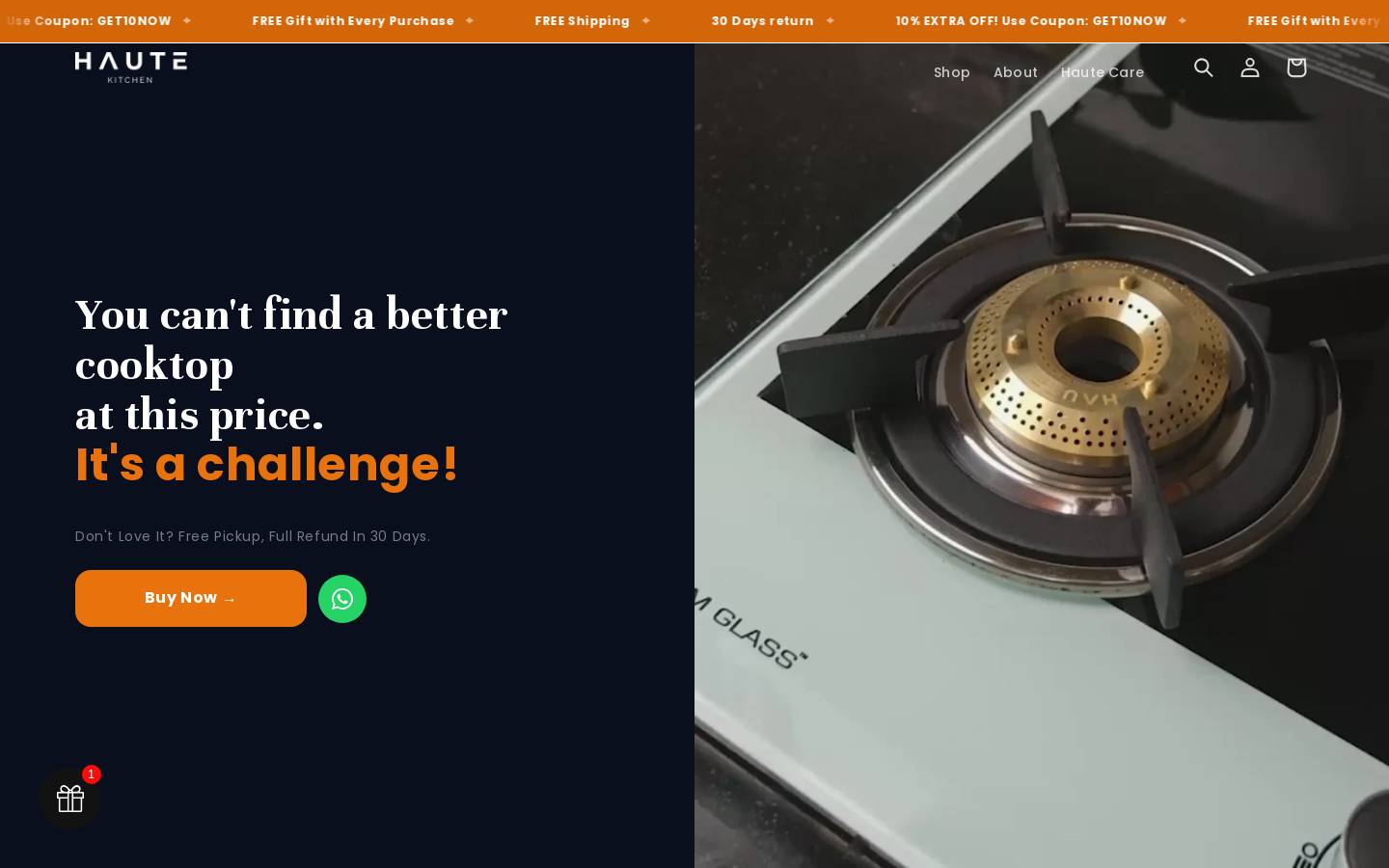 hautekitchen.in homepage screenshot
