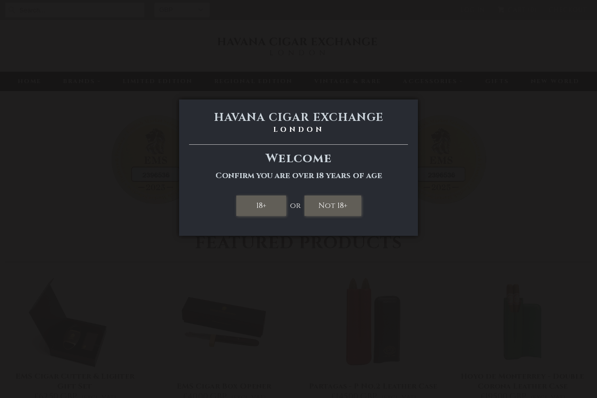 havanacigarexchange.com homepage screenshot