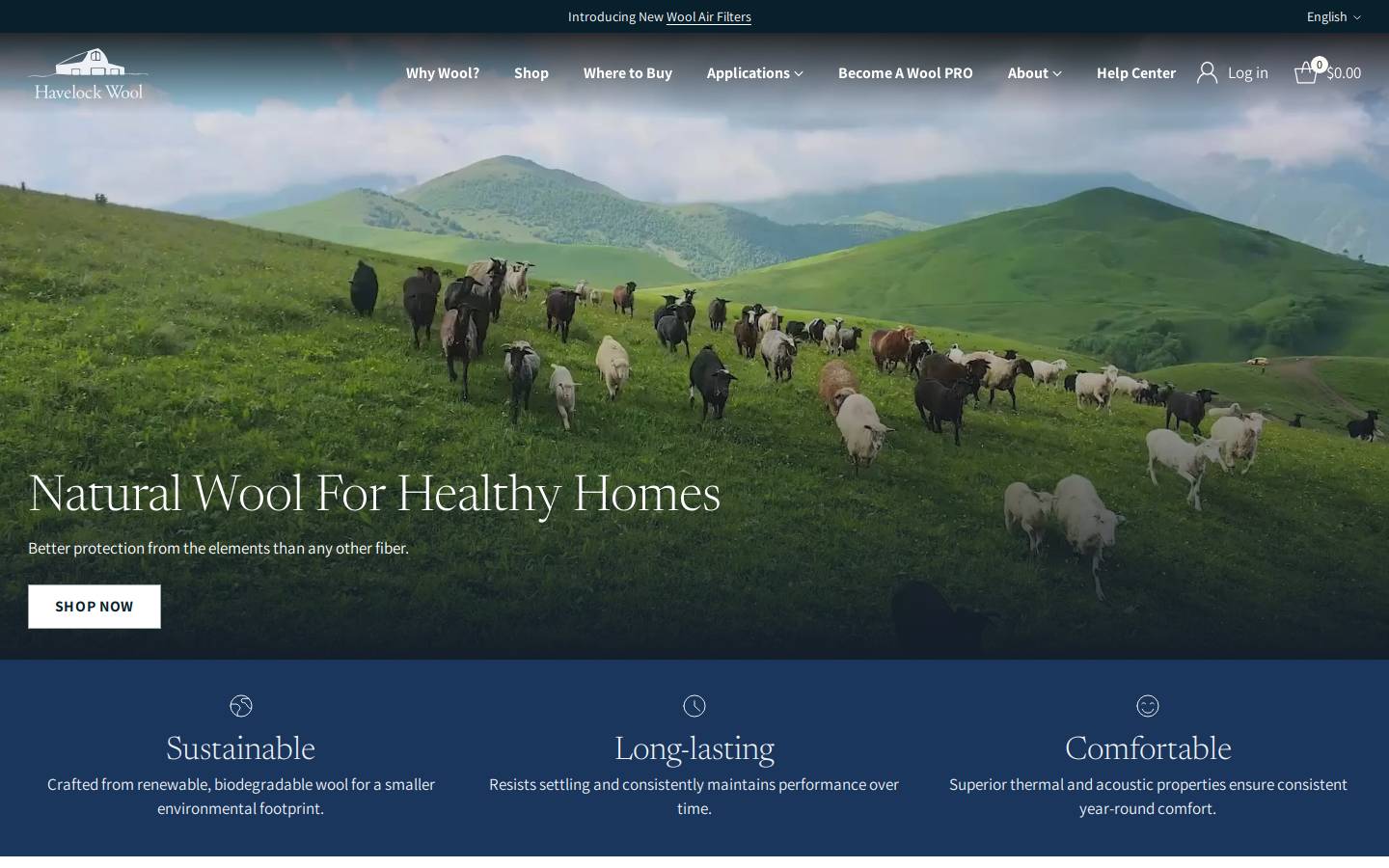 Havelockwool homepage screenshot