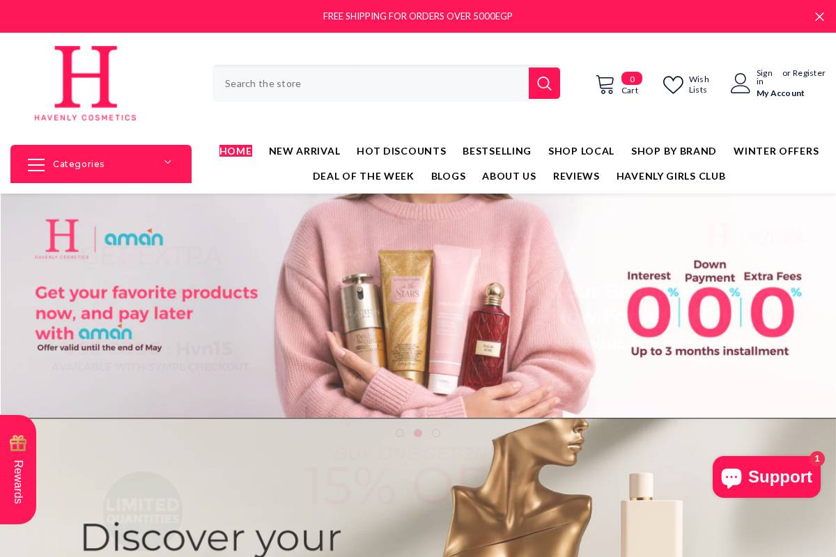 Havenlycosmetics homepage screenshot