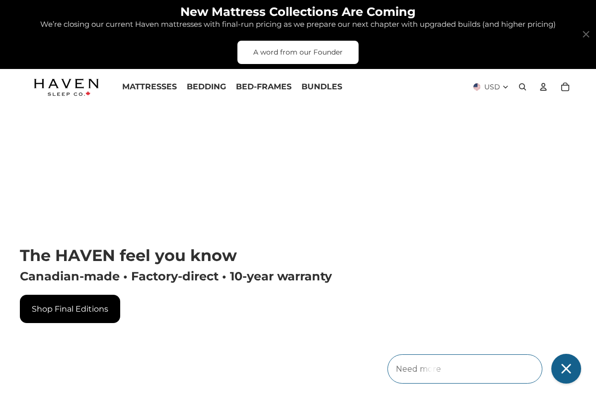 Haven CANADA homepage screenshot