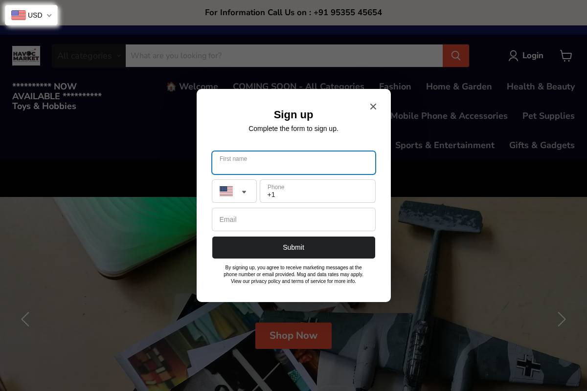 havocmarket.com homepage screenshot