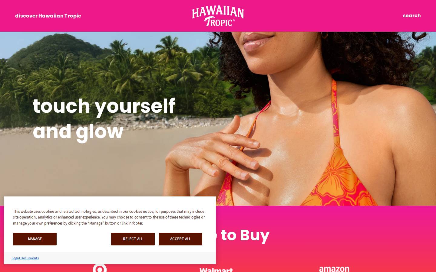Hawaiian Tropic homepage screenshot