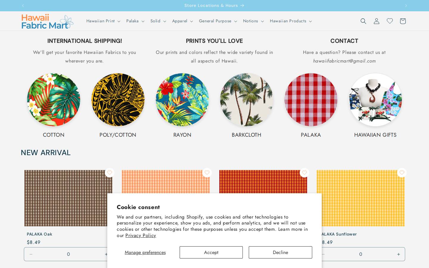 hawaiifabricmart.com homepage screenshot