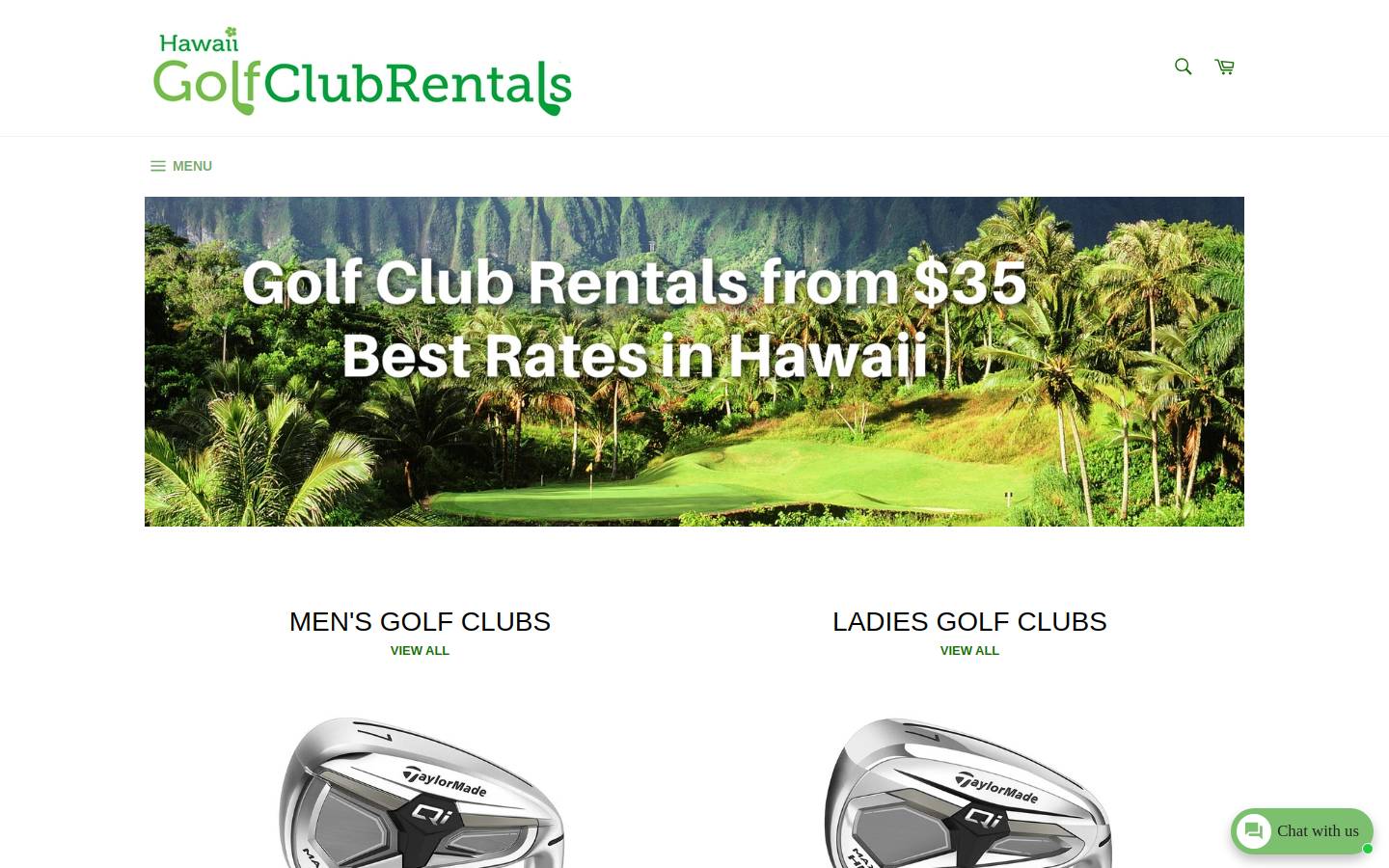 hawaiigolfclubrentals.com homepage screenshot