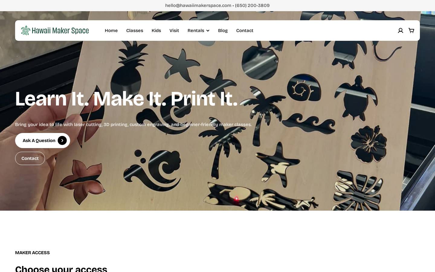 hawaiimakerspace.com homepage screenshot
