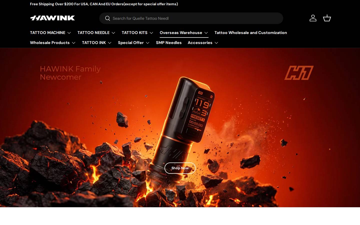 Hawink Tattoo Shop homepage screenshot