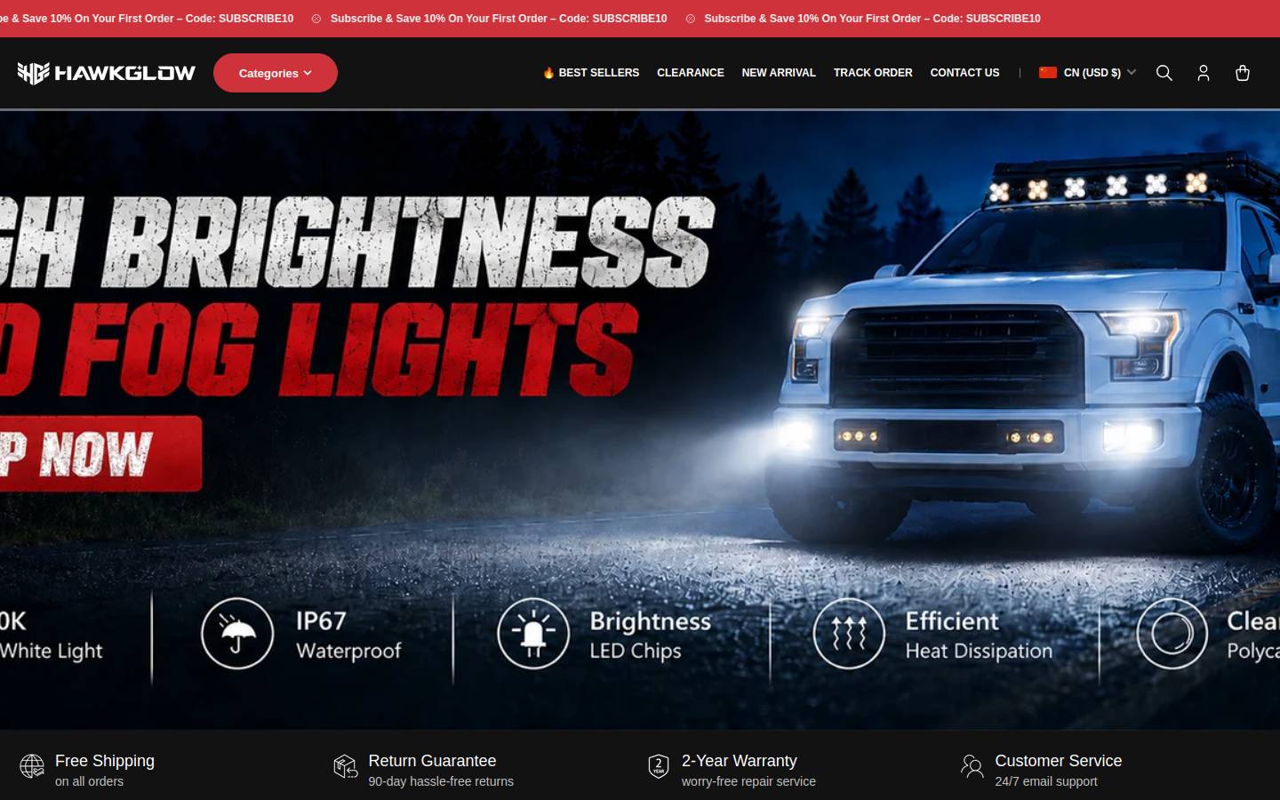 hawkglow.com homepage screenshot