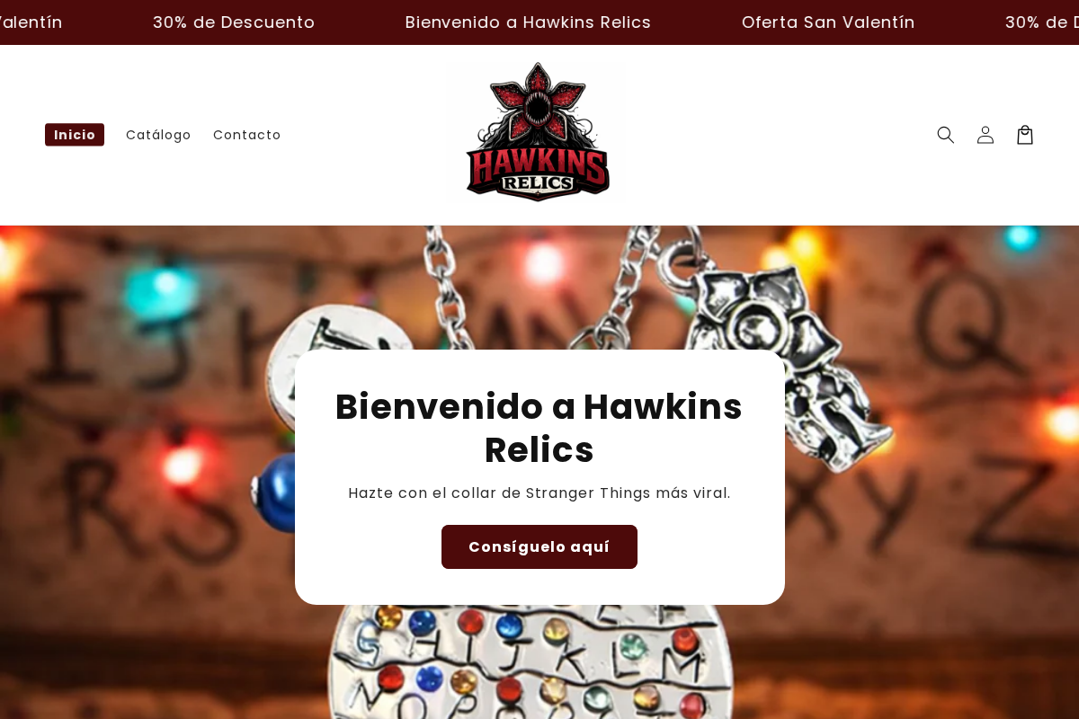 Hawkins Relics homepage screenshot